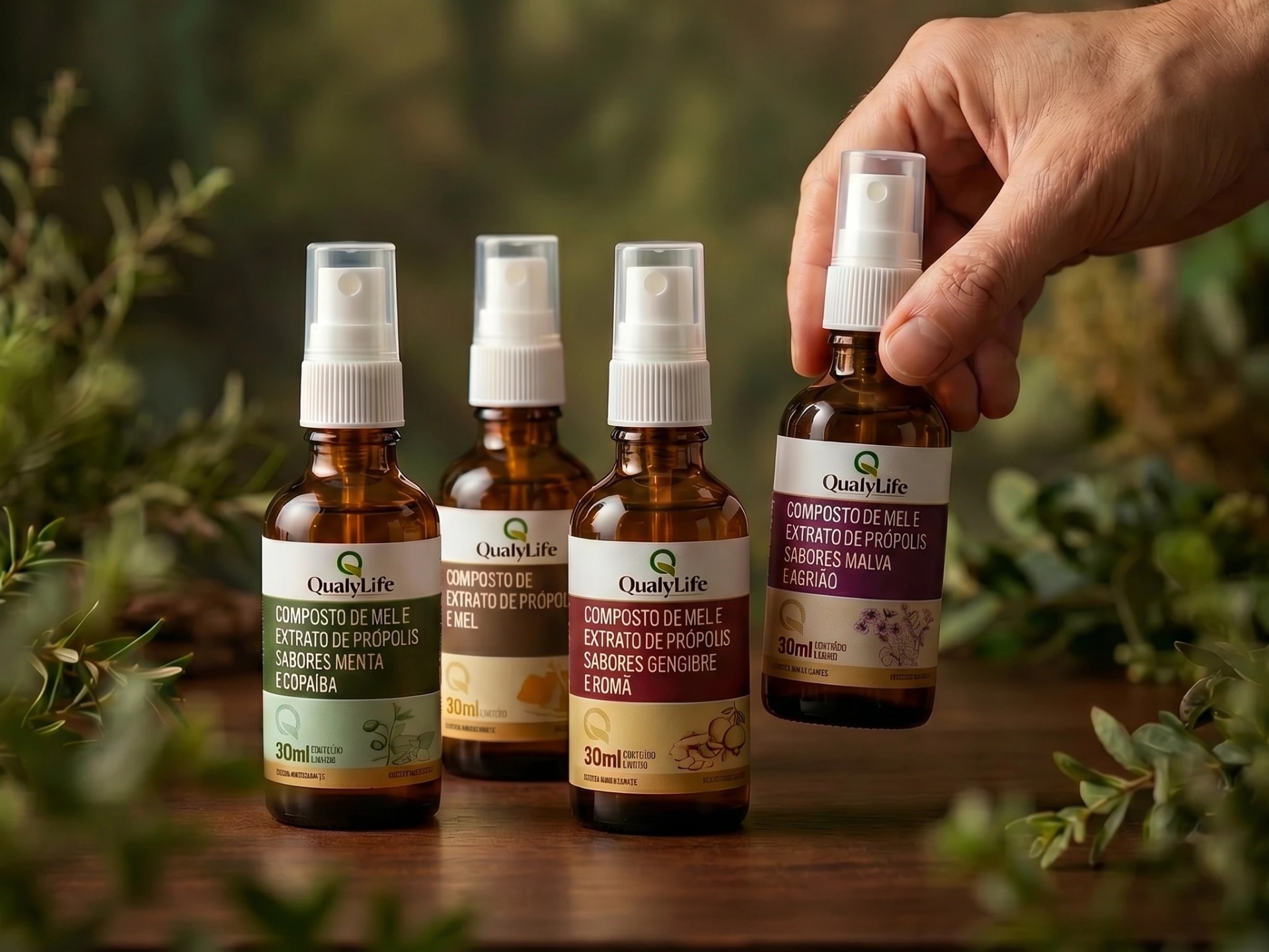 Sprays de própolis QualyLife em diversos sabores